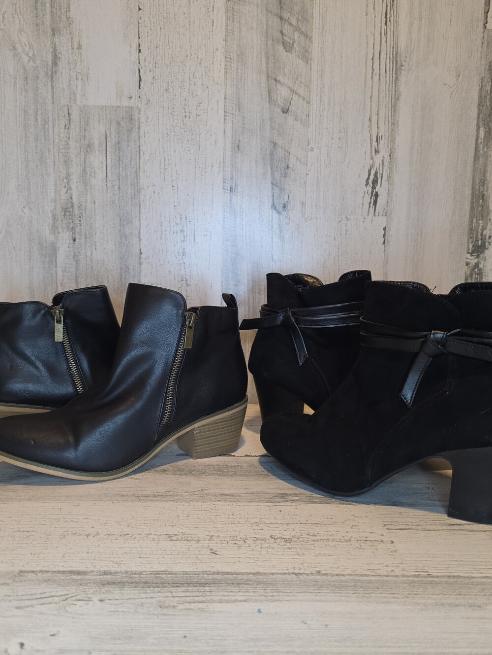 2 Pair Black Ankle Boots Womens 7.5 Western Y2K Boho Witchy Block Heel Booties - Picture 14 of 14